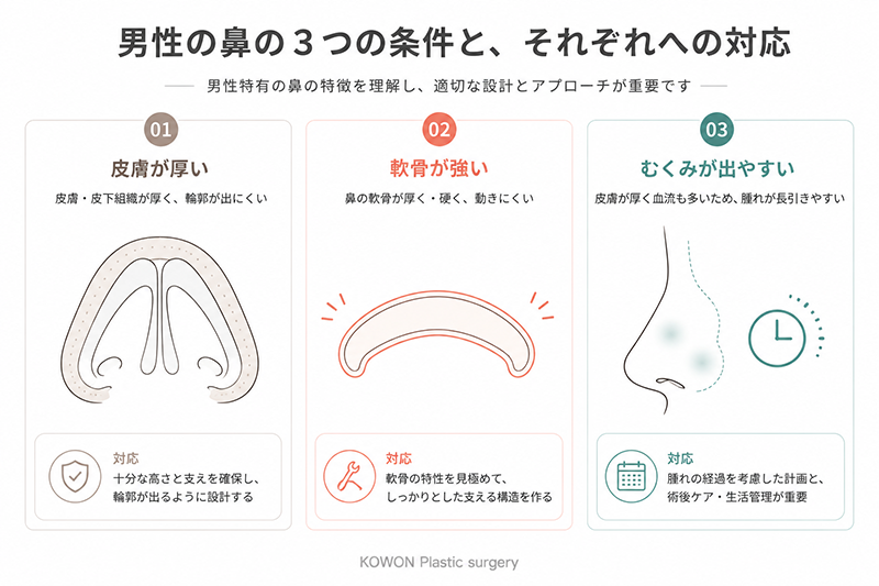 男性の鼻で確認する3つの条件